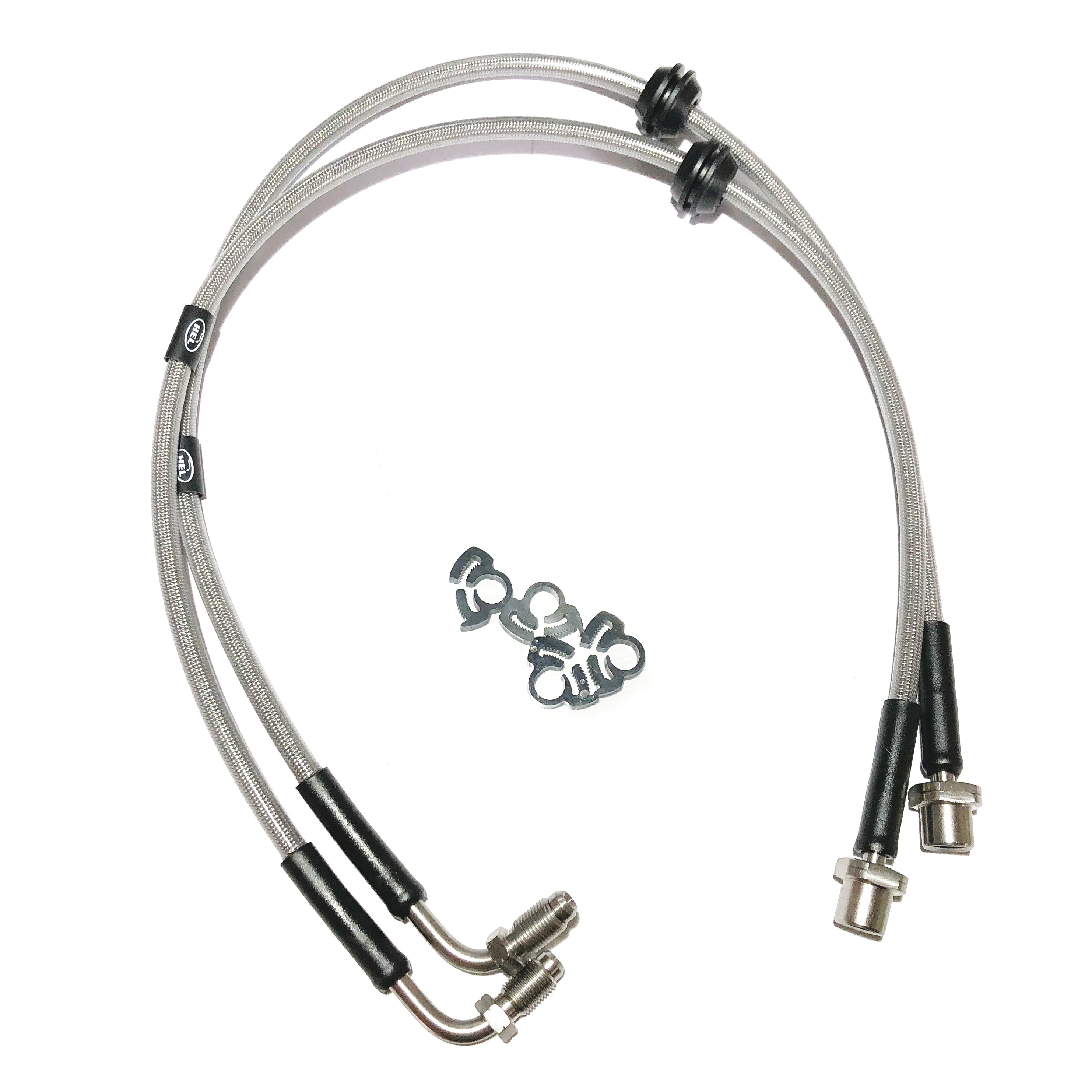 Braided Brake Hoses - Custom made by HEL to fit R53 Mini with Brembo Calipers